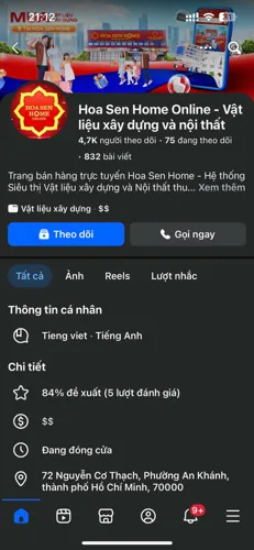 Fanpage Hoa Sen Home Online trên điện thoại