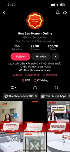 Trang cá nhân TikTok Hoa Sen Home Online
